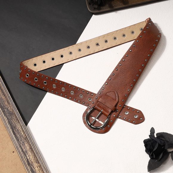 Women's Fashion Leather Belt Studded Leather Belt Ladies Belts For Jeans Dress🖤 - Picture 5 of 5